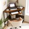 Costway Triangle Corner Computer Desk w/ Charging Station Keyboard Tray & Storage Shelf